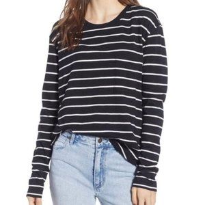NWT BP Black + White Striped Long Sleeve T…
